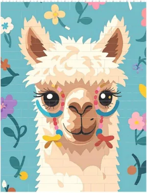 Alpaca Pattern Building Block Puzzle Personalized Building Bricks for Adults Square Shaped Block Puzzle Building Valentine's Day Gifts for Home Decor Brick Puzzle