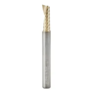 Amana Tool CNC Solid Carbide Spiral O Flute Up-Cut, Aluminum Cutting Router Bit, ZrN Coated, 51480-Z, 1/4 D x 3/4 CH x 1/4 SHK x 2-1/2 Inch L