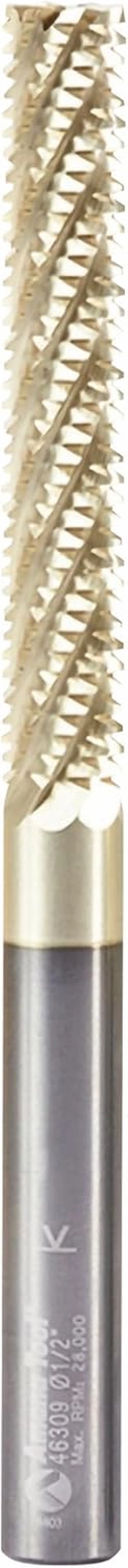 Amana Tool CNC Solid Carbide Honeycomb Cutting Hogger Spiral Router Bit, ZrN Coated, 46309, 1/2 Dia x 3 x 1/2 Shank x 3 Inch Long x 8-Flute