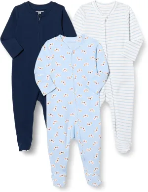 Amazon Essentials Unisex Babies' Footed Sleep and Play, Pack of 3