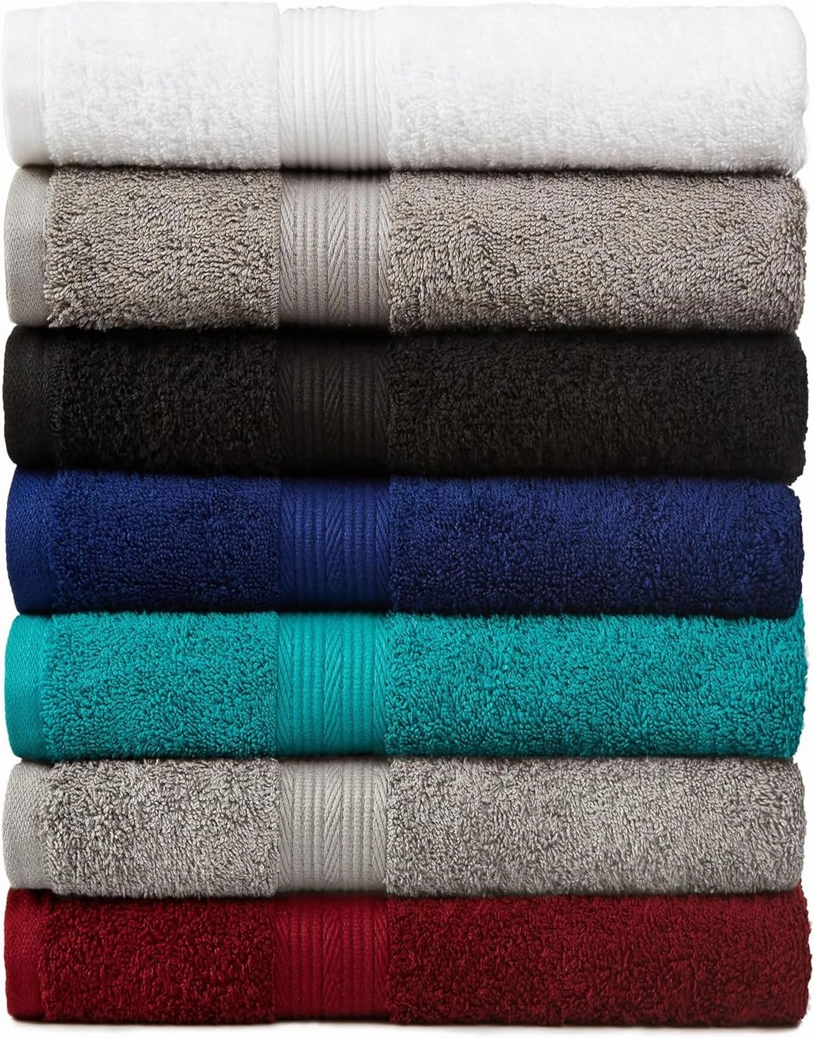 Amazon Basics 6 Piece Oversized Fade resistant Towel set, 100% Cotton towels for bathroom, soft and absorbent, 2 Bath Towels, 2 Hand Towels and 2 Washcloths bathroom towel set, Teal