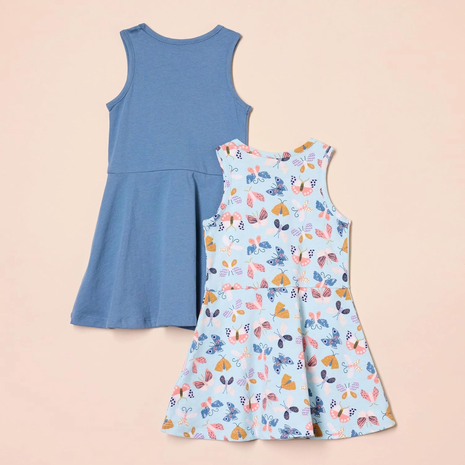 Amazon Essentials Girls and Toddlers' Knit Sleeveless Tank Play Dress, Pack of 2