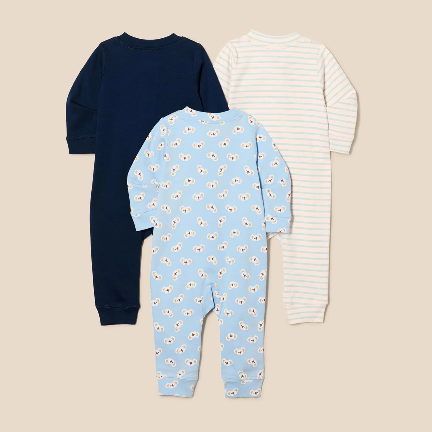 Amazon Essentials Unisex Babies' Cotton Zip-Front Footless Sleepsuit, Pack of 3