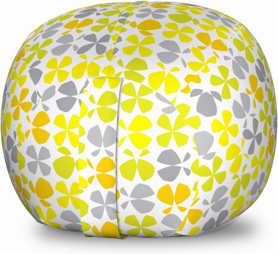Ambesonne Abstract Storage Toy Bag Chair, Simplistic Cheery Repetitive Butterfly Symbolic Interpretation, Stuffed Animal Organizer Washable Bag, Small Size, Earth Yellow Pale Taupe