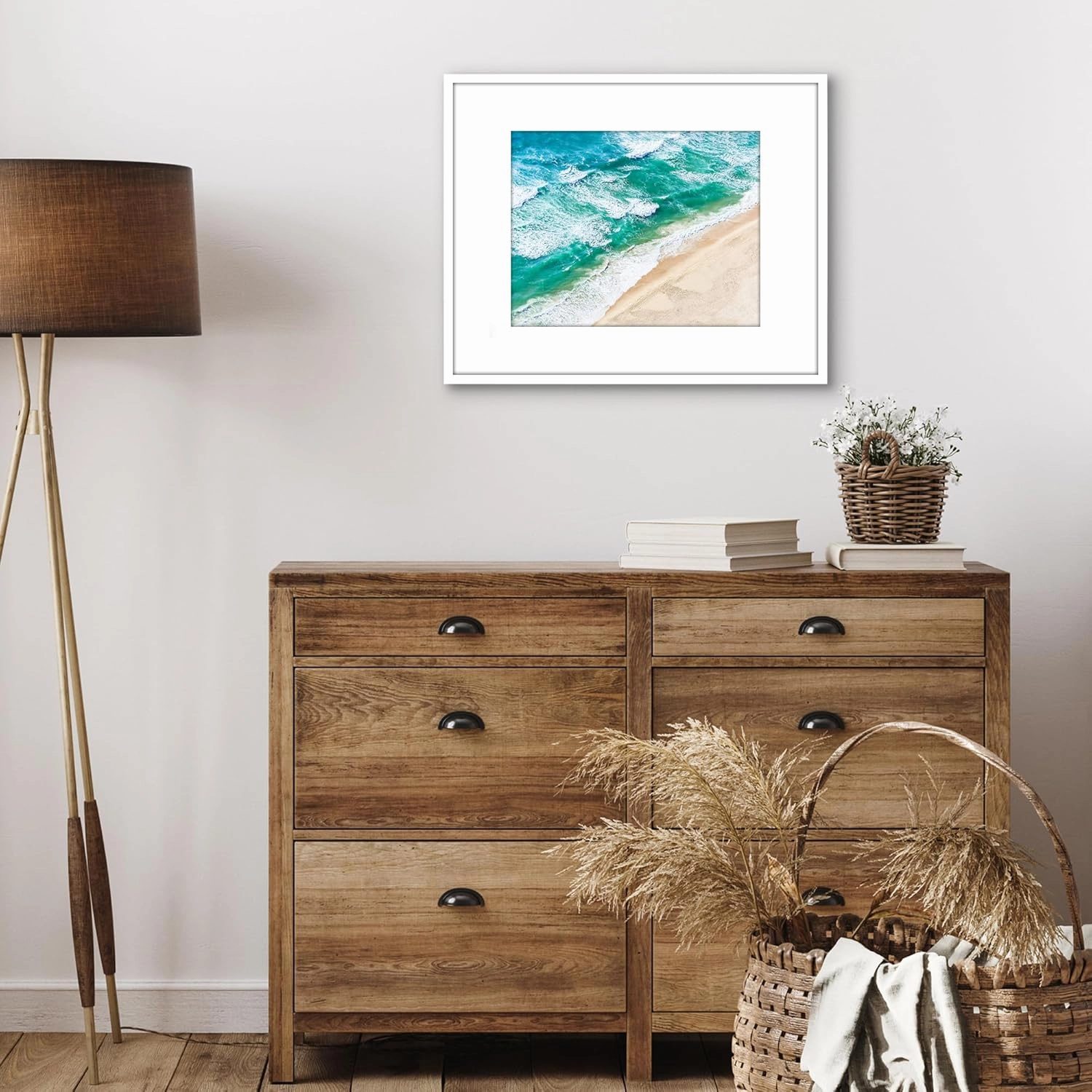 Americanflat 16x20 Picture Frame with Polished Plexiglass - Use as 11x14 Frame with Mat or Display 16x20 Photo Without Mat - Streamline Collection - Thin Border Picture Frames for Wall - White