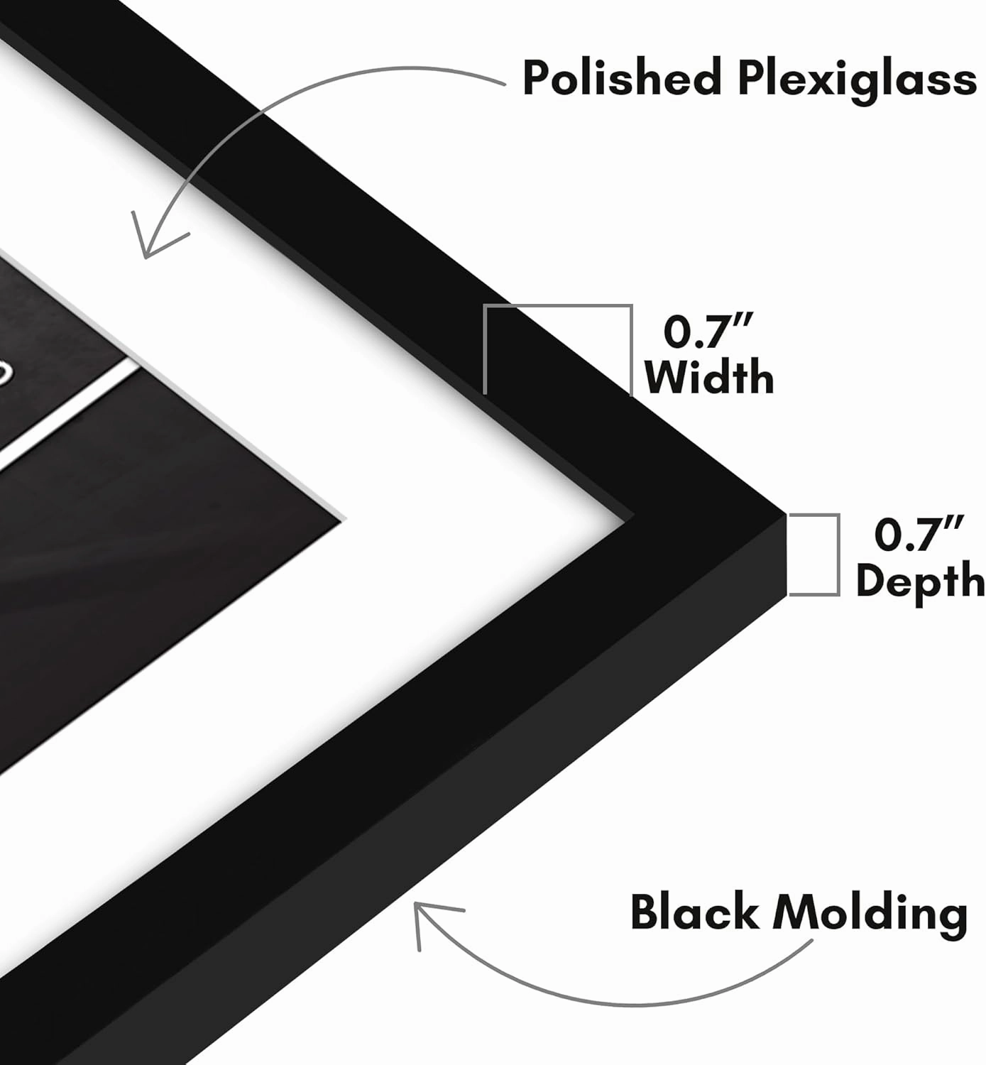 Americanflat 24x32 Poster Frame with Polished Plexiglass - Use as 20x28 Frame with Mat or Display 24x32 Photo Without Mat - Streamline Collection - Thin Border Picture Frames for Wall - Black