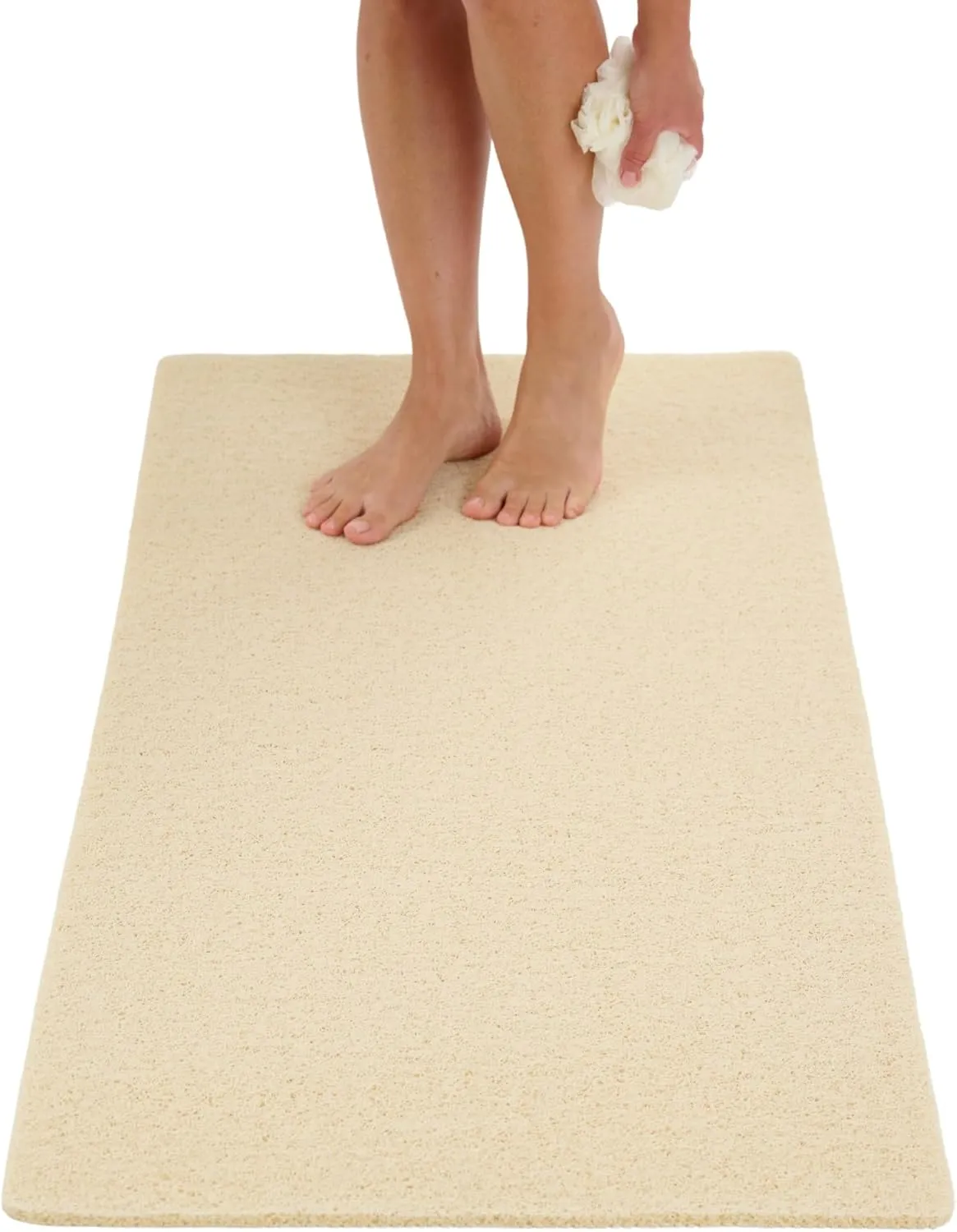 Anti Slip Shower Mat - Non Slip Shower Mats for Inside Shower - Large 47x24 Loofah Shower Floor Mat Non Slip - Bath Mat for Shower - Secure Mat Without Suction Cups (47x24 Light Beige)