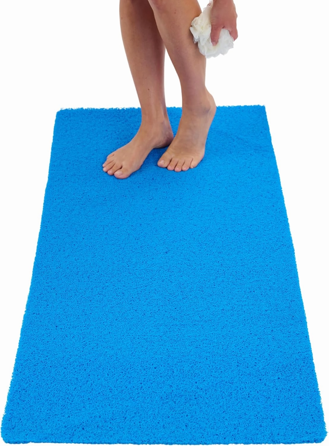 Anti Slip Shower Mat - Non Slip Shower Mats for Inside Shower - Large 47x24 Loofah Shower Floor Mat Non Slip - Bath Mat for Shower - Secure Mat Without Suction Cups (47x24 Blue)