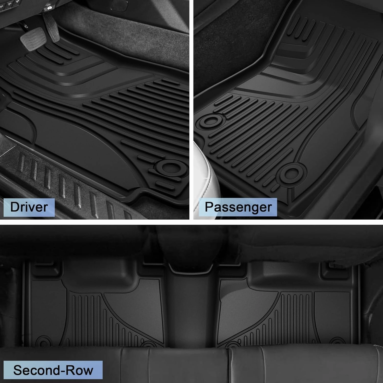 AOMSAZTO Floor Mats for Toyota RAV4 2013-2018 (Include Hybrid) Full Set All Weather TPE Custom Fit Floor Mats for Toyota RAV4 1st & 2nd Row Car Mats Trunk Frunk Mat