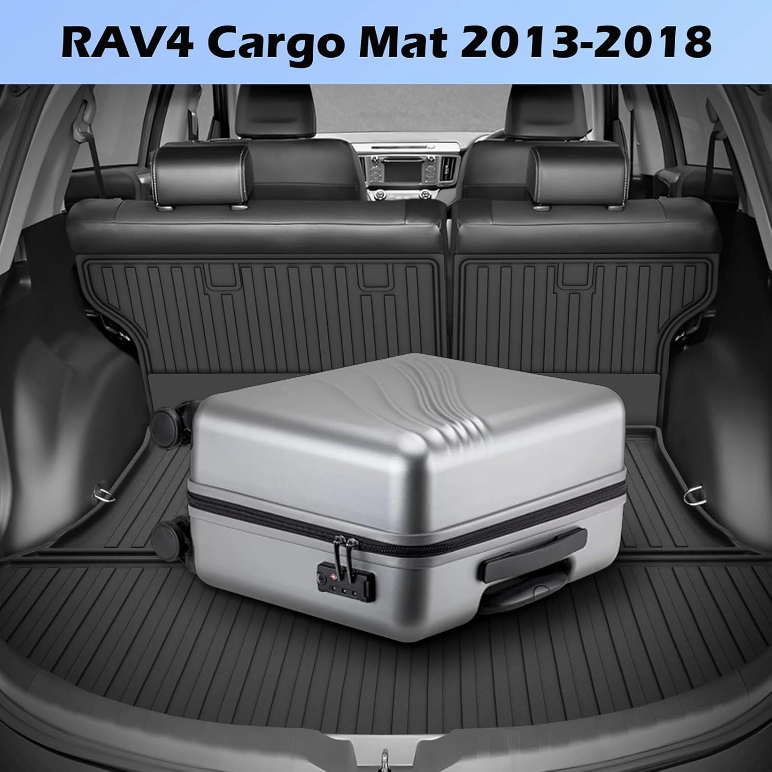 AOMSAZTO Floor Mats for Toyota RAV4 2013-2018 (Include Hybrid) Full Set All Weather TPE Custom Fit Floor Mats for Toyota RAV4 1st & 2nd Row Car Mats Trunk Frunk Mat