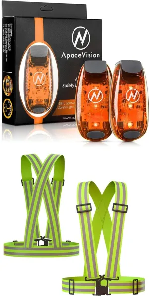 Apace Vision (2 Pack) - LED Safety Lights   Reflective Vests