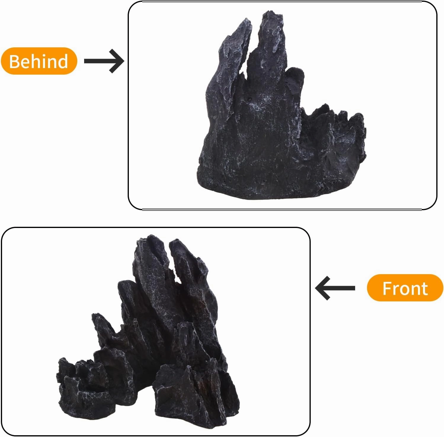 Aquarium Decorations Mountain View Stone, Artificial Jagged Canyon Rock Formation Mountain Hill View Stone Ornament for Betta Cichlids Hideaway, Hermit Crab Hideout - Small