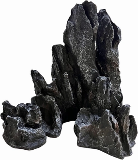 Aquarium Decorations Mountain View Stone, Artificial Jagged Canyon Rock Formation Mountain Hill View Stone Ornament for Betta Cichlids Hideaway, Hermit Crab Hideout - Small