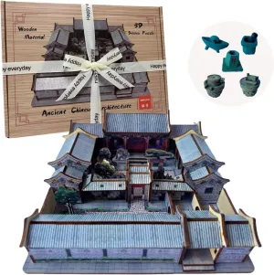 Architecture Model Kits Wooden Building Model House Kits for Adults Teens 3D Wooden Puzzles Chinese Model Home Puzzle Box