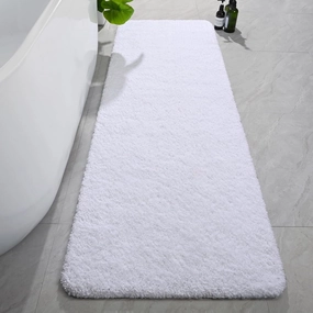 AROGAN Luxury Non Slip Bathroom Rug, Thick Soft and Absorbent Microfiber Bath Mat, Rubber Backing Quick Dry Rugs Carpets, Machine Washable Plush Mats for Shower Floor, Bathroom, 24x72 Inch White