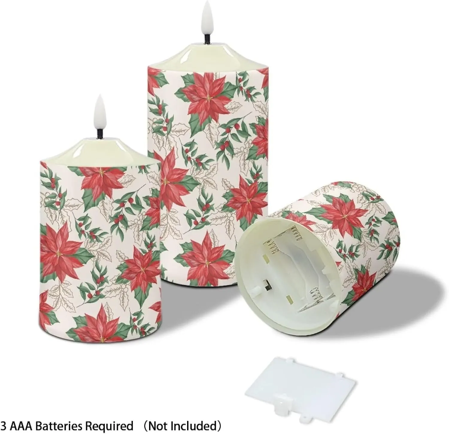 Art Flower Flameless Candles Flicking Battery Operated Candles Set of 3 LED Timer Candle Lights Home Dining Restaurant Decorations
