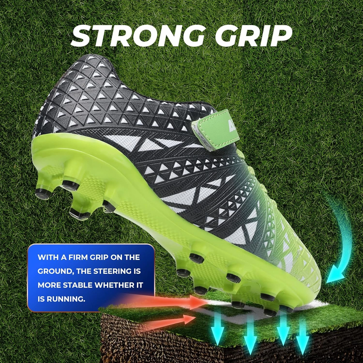ASHION Kids Soccer Cleats Boys Girls Soccer Shoes Firm Ground Football Shoes for Indoor Outdoor Size (Little Kid/Big Kid)