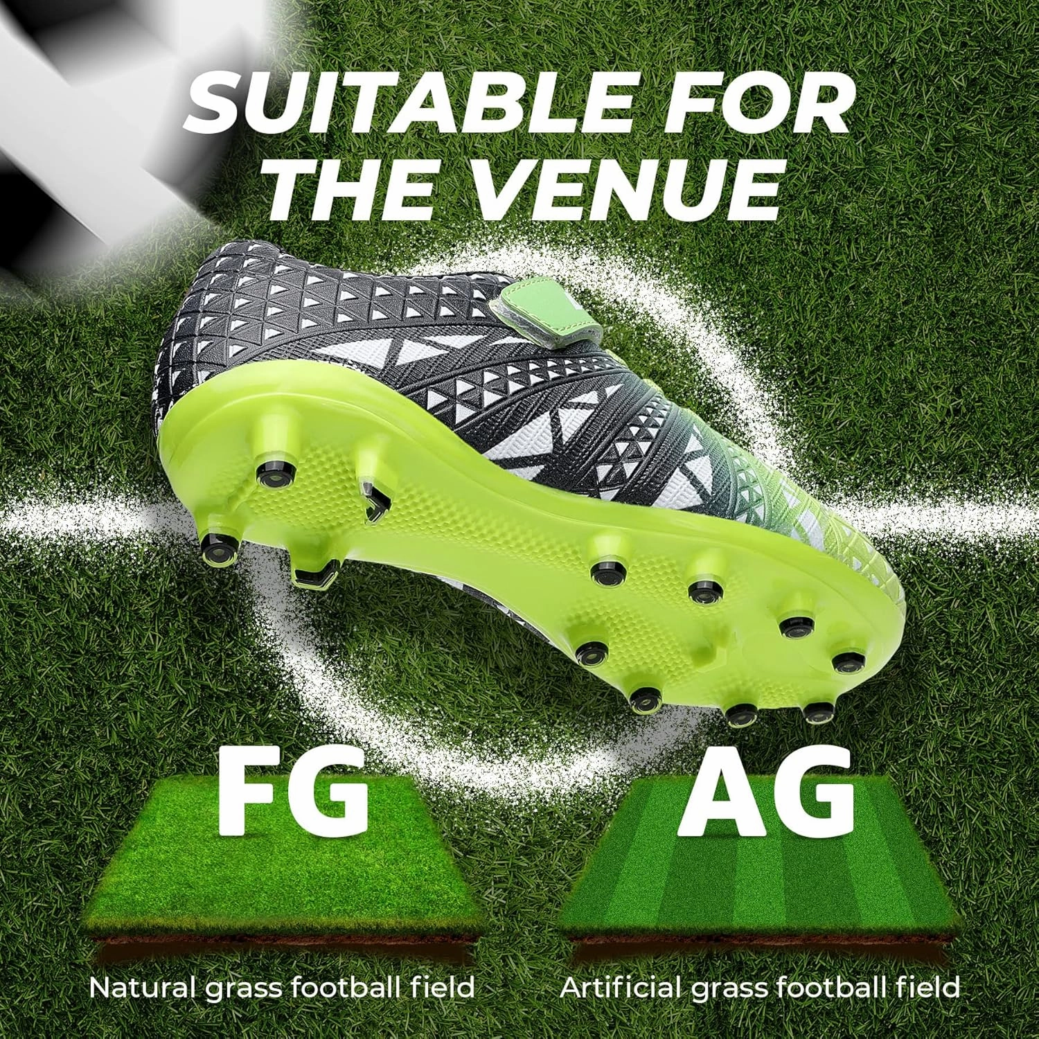 ASHION Kids Soccer Cleats Boys Girls Soccer Shoes Firm Ground Football Shoes for Indoor Outdoor Size (Little Kid/Big Kid)