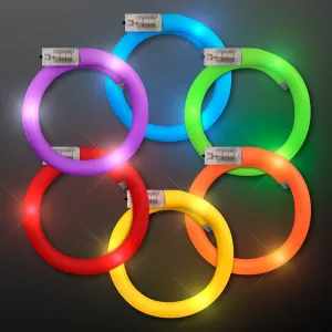 Assorted Fun Colors LED Flashing Tube Light Up Bracelets (Set of 12)