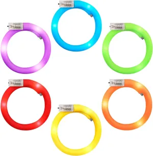 Assorted Fun Colors LED Flashing Tube Light Up Bracelets (Set of 6)