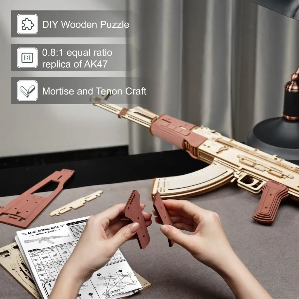 Automatic Rifle AK-47 Gift For Boys Wooden Puzzle Gun