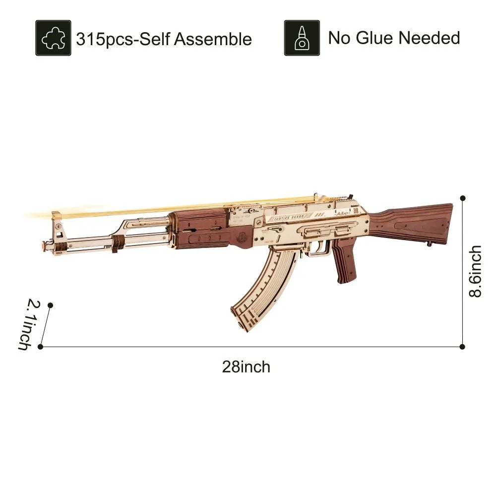 Automatic Rifle AK-47 Gift For Boys Wooden Puzzle Gun