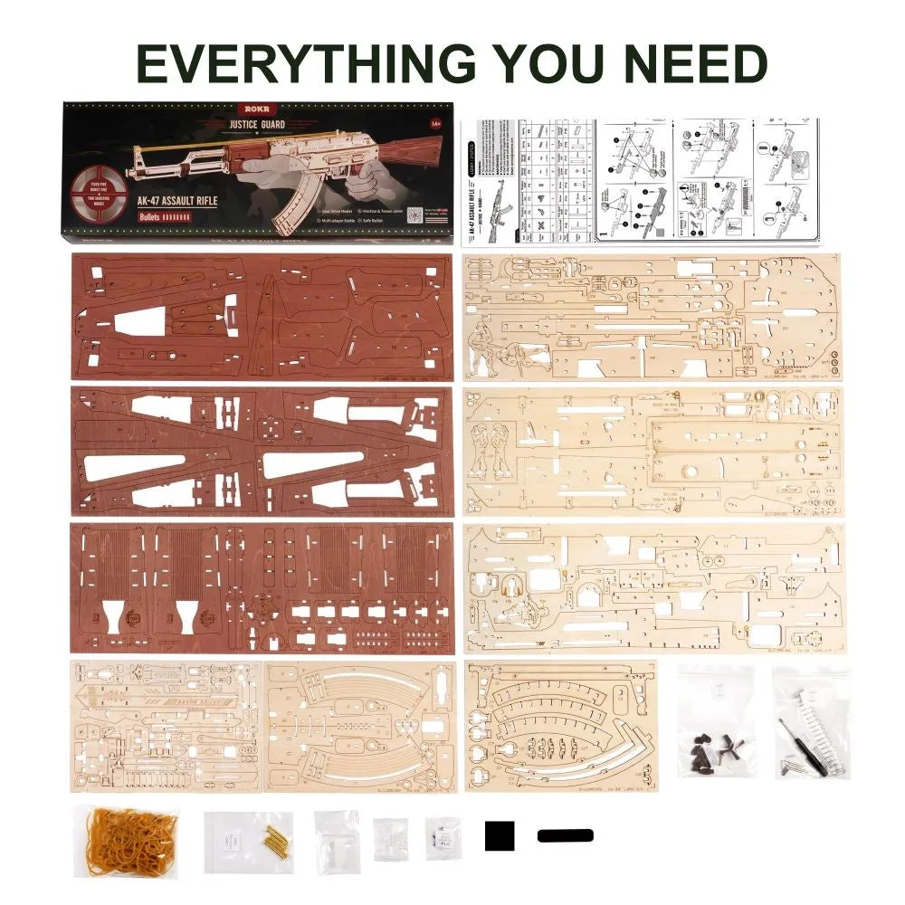 Automatic Rifle AK-47 Gift For Boys Wooden Puzzle Gun
