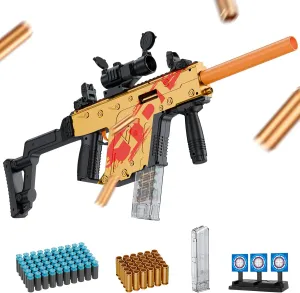 Automatic Toy Gun for Soft Bullets, Auto-Manual Shell Ejecting Toy Foam Blasters & Guns with Soft Darts, Toys for 8  Year Old Boys Adults, Birthday Chritmas Gift(Golden)