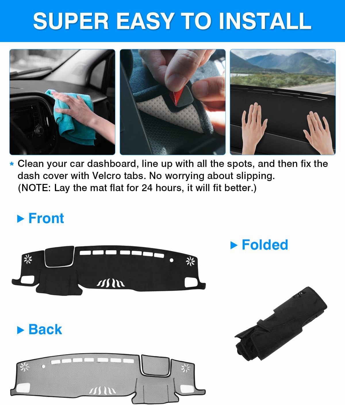 Autorder Dashboard Cover Mat for Toyota Highlander 2020 2021 2022 2023 2024 2025 Accessories Dash Cover Flannel Dash Mat Sunshade Glare UV Rays Protector(Compatible with or Without Display)
