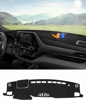 Autorder Dashboard Cover Mat for Toyota Highlander 2020 2021 2022 2023 2024 2025 Accessories Dash Cover Flannel Dash Mat Sunshade Glare UV Rays Protector(Compatible with or Without Display)