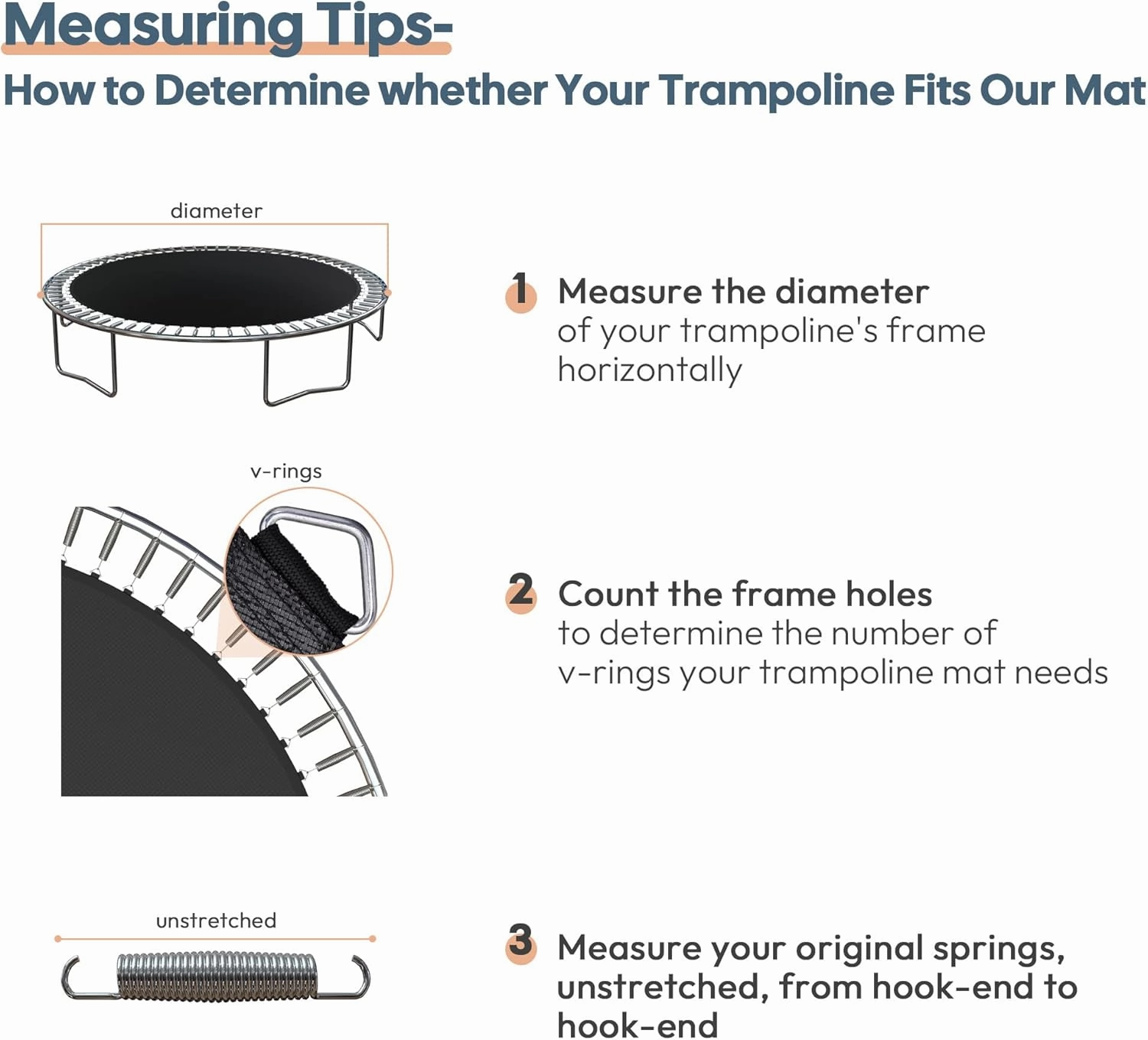 AW Replacement Trampoline Mat with 72/96 V-Ring, Fit 12-15FT Trampoline Frame, 8 Row Stitch, UV Resistant Trampoline Accessories Jumping Bed Outdoor