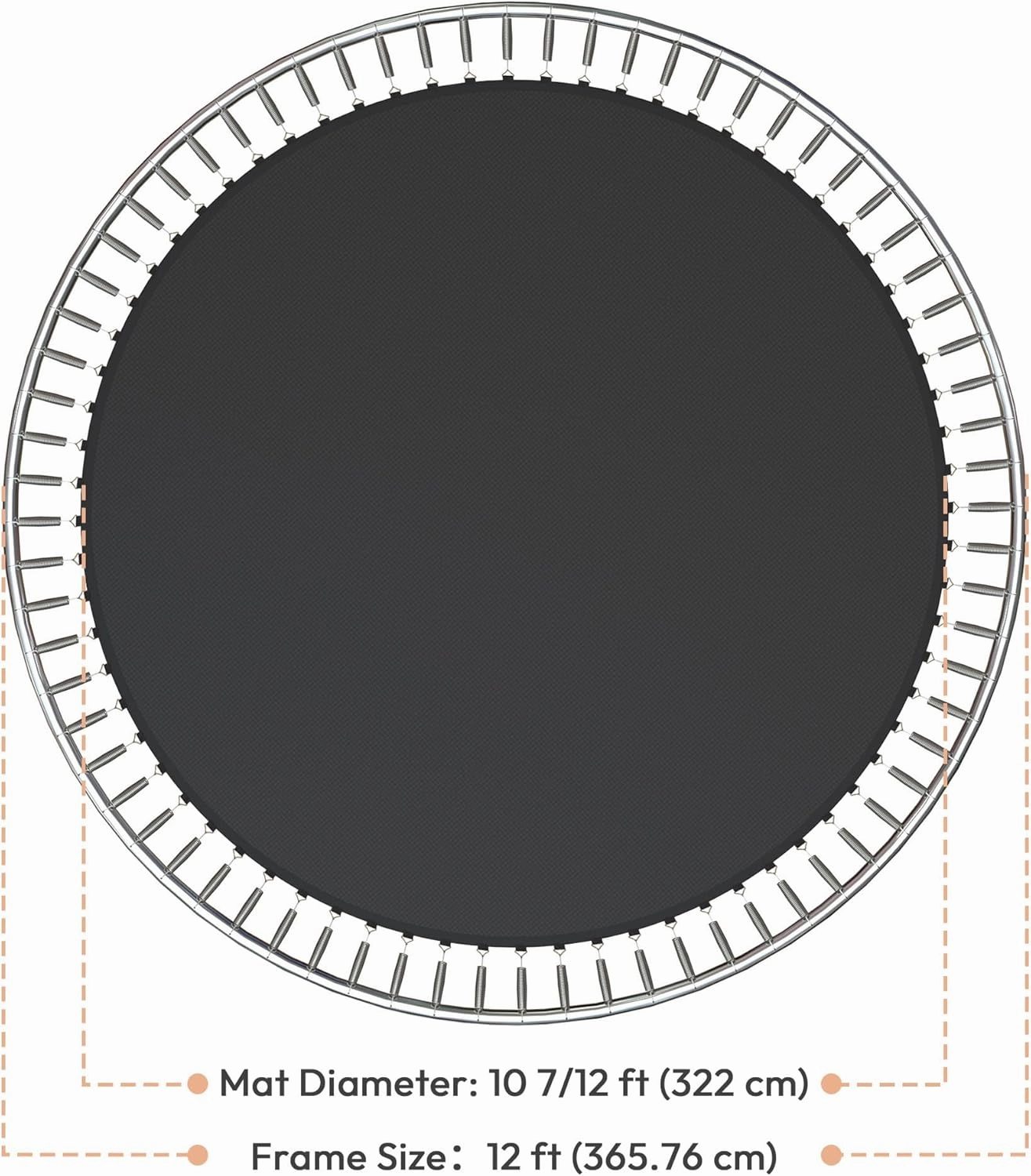 AW Replacement Trampoline Mat with 72/96 V-Ring, Fit 12-15FT Trampoline Frame, 8 Row Stitch, UV Resistant Trampoline Accessories Jumping Bed Outdoor