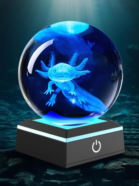 Axolotl Lamp with LED Touch Base for Room Decor, 3D Axolotl Crystal Ball Night Light with 7 Color Changing, Axolotl Ornament Sphere lamp for Teen Boys and Girls, Axolotl Light