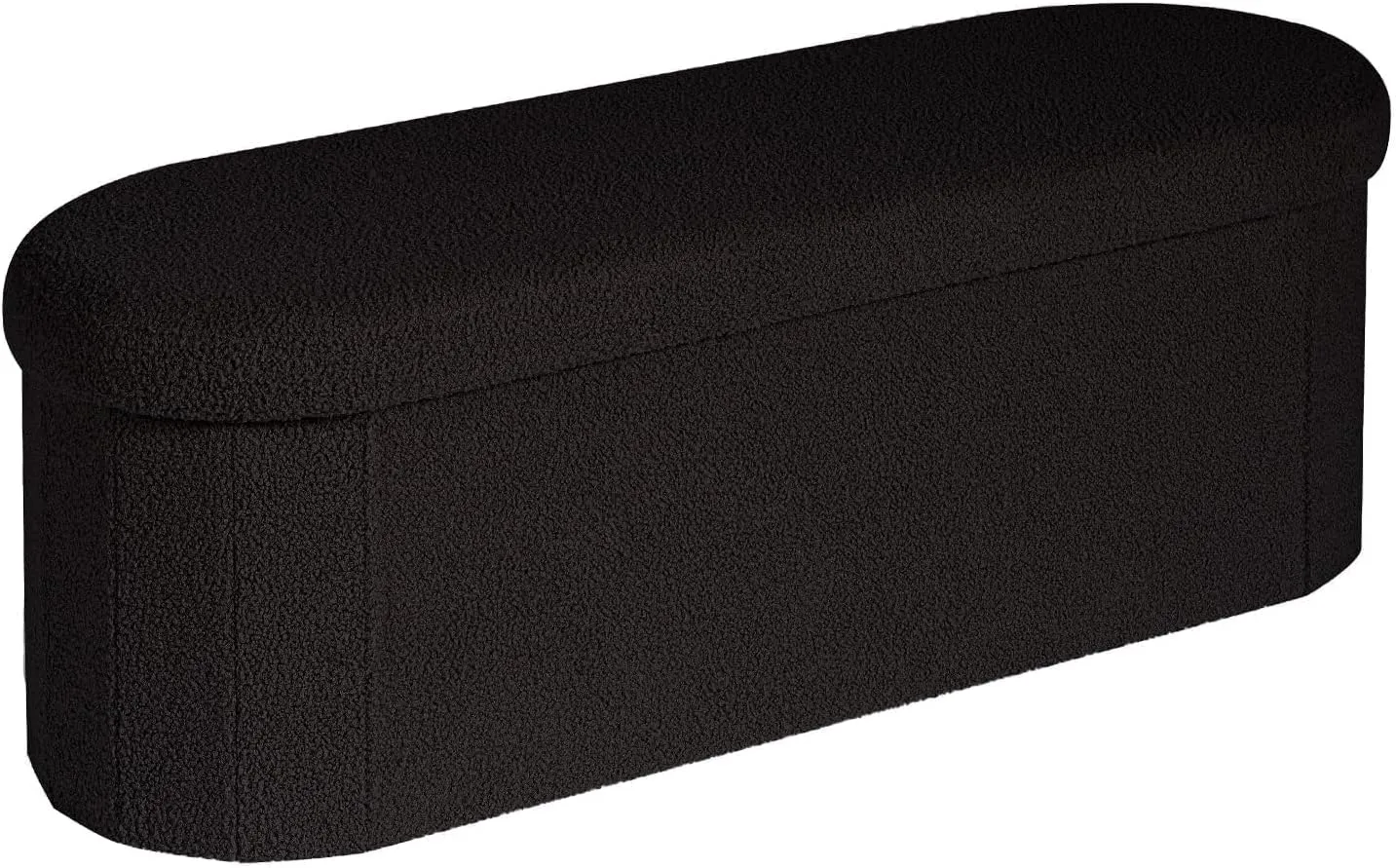 B FSOBEIIALEO Ottoman with Storage for Living Room, Sherpa Folding Storage Ottoman Foot Rest, 43.3 Inches Collapsible Bedroom Bench Black