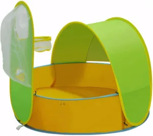 Baby Pool with Shade Baby Beach Tent with Ball Frame Storage Bag Foldable Beach Puddle Portable Ball Pit for Indoor Outdoor