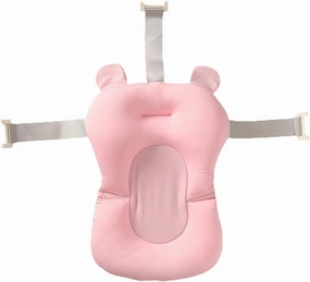 Baby Bath Cushion Pad Newborn Bathtub Mat Infant Bath Supporter Net Baby Bathtub Pillow Non-Slip Floating Bathing Tub Seat (Pink Bear, 28cm*43cm*26cm)