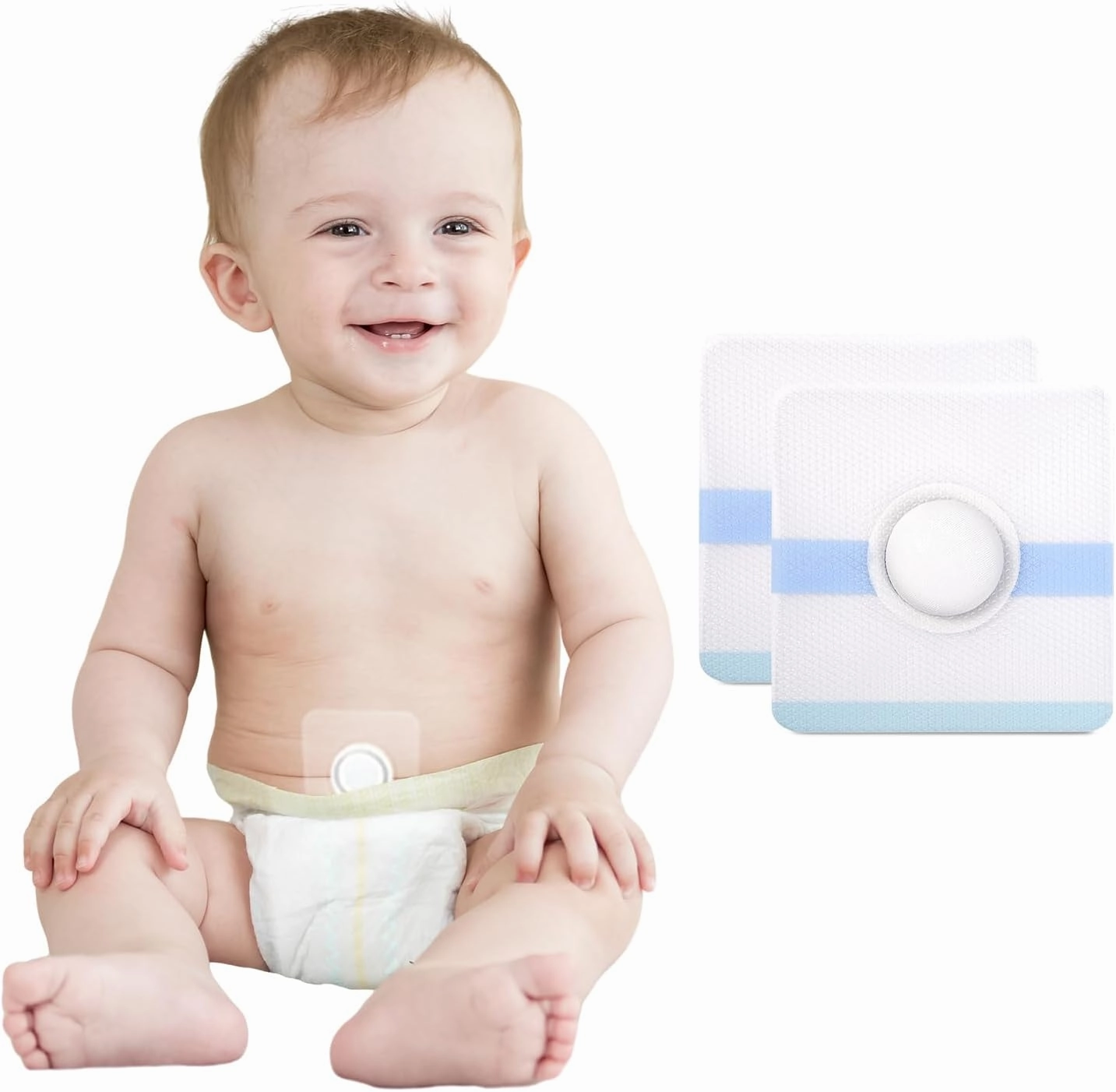 Baby Belly Navel Patches(15 Pieces), Hernia Patch,Belly Button Shaper with Waterproof Cotton Pads,Umbilical Hernia Belt Baby,Baby Belly Button wrap 8×8cm