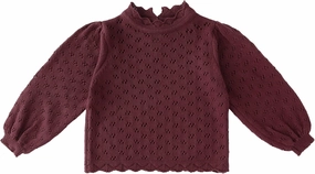 Baby Girls Lace Sweater Toddler Cotton Knit Pullovers Kids Crochet Ruffle Lantern Sleeve Blouses Jumper Tops