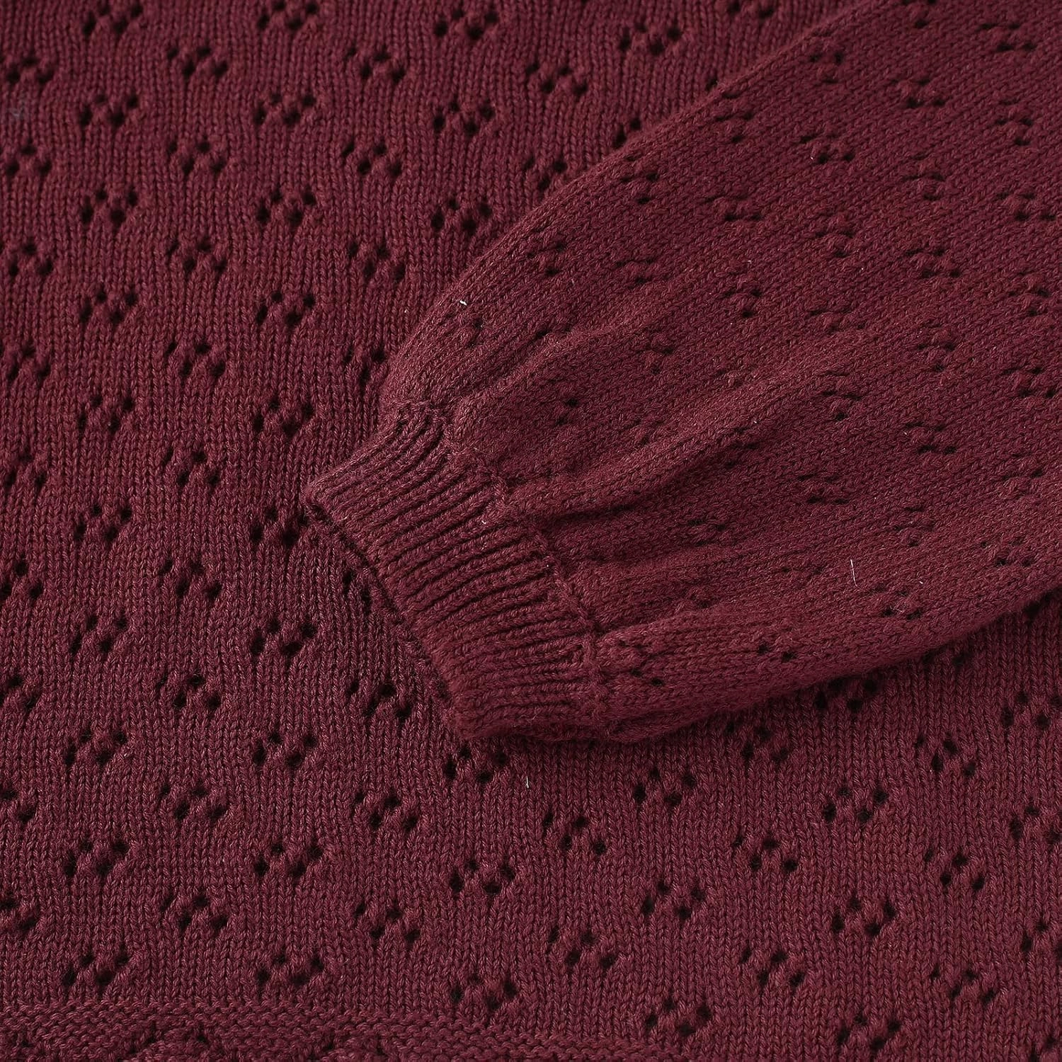 Baby Girls Lace Sweater Toddler Cotton Knit Pullovers Kids Crochet Ruffle Lantern Sleeve Blouses Jumper Tops