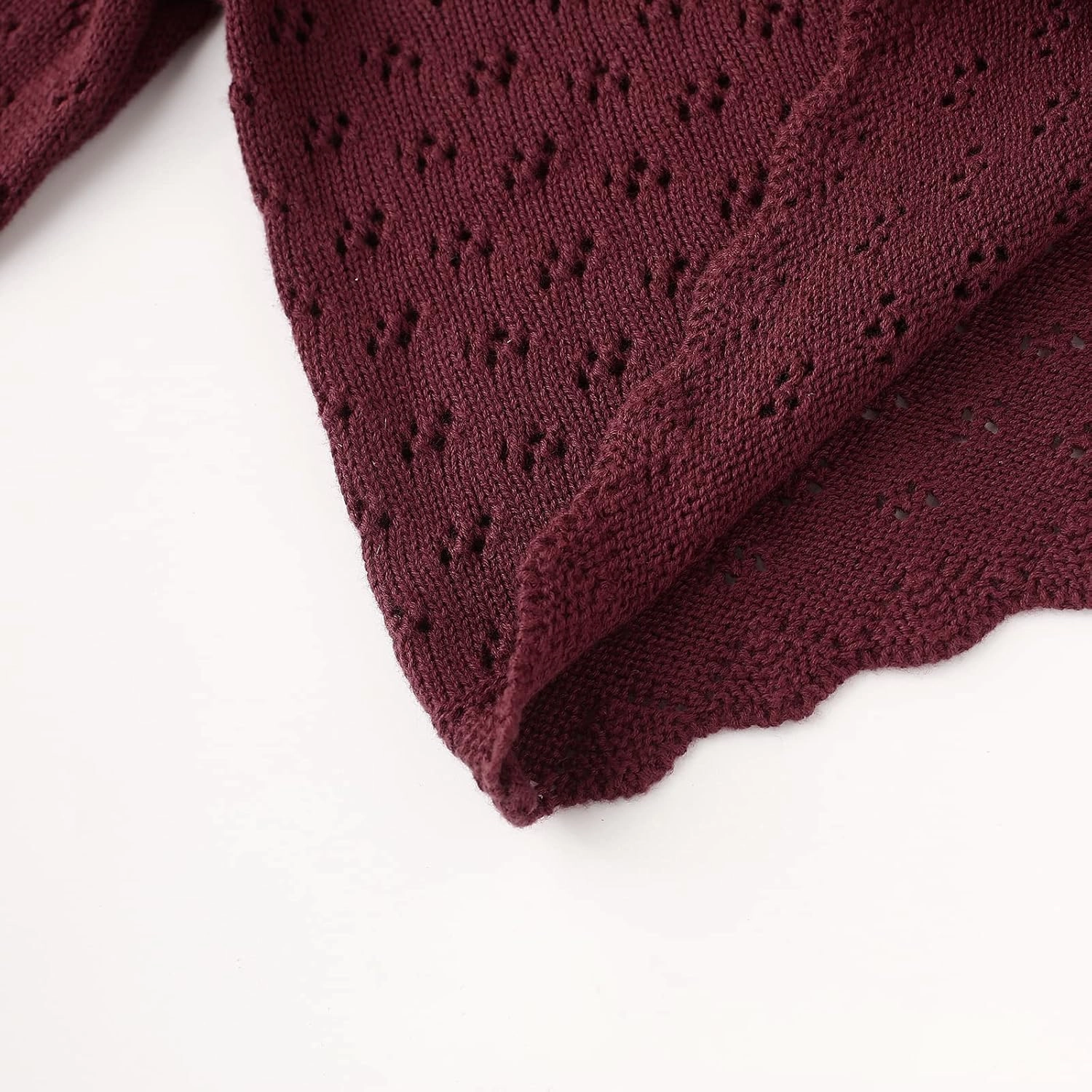 Baby Girls Lace Sweater Toddler Cotton Knit Pullovers Kids Crochet Ruffle Lantern Sleeve Blouses Jumper Tops
