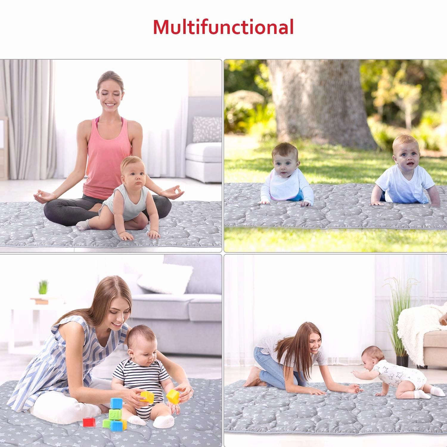 Baby Play Mat Extra Thick, Large, Crawling Mat Non Slip Cushioned Baby Mats for Playing 79x55 Inches, Baby Playmat Floor Mat for Babies, Toddlers