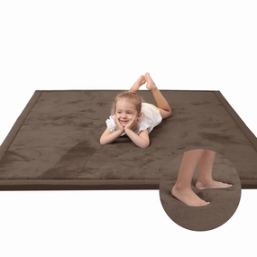 Baby Play Mat for Floor,1.3" Thick Memory foam Tummy Time Mat for Toddlers,Infants,kids,Water-Repellent Soft Nursery Rug ,79"×118" Extra Large Non Slip for Crawling&Yoga,Tatami Style for Living Room(Dark Brown)