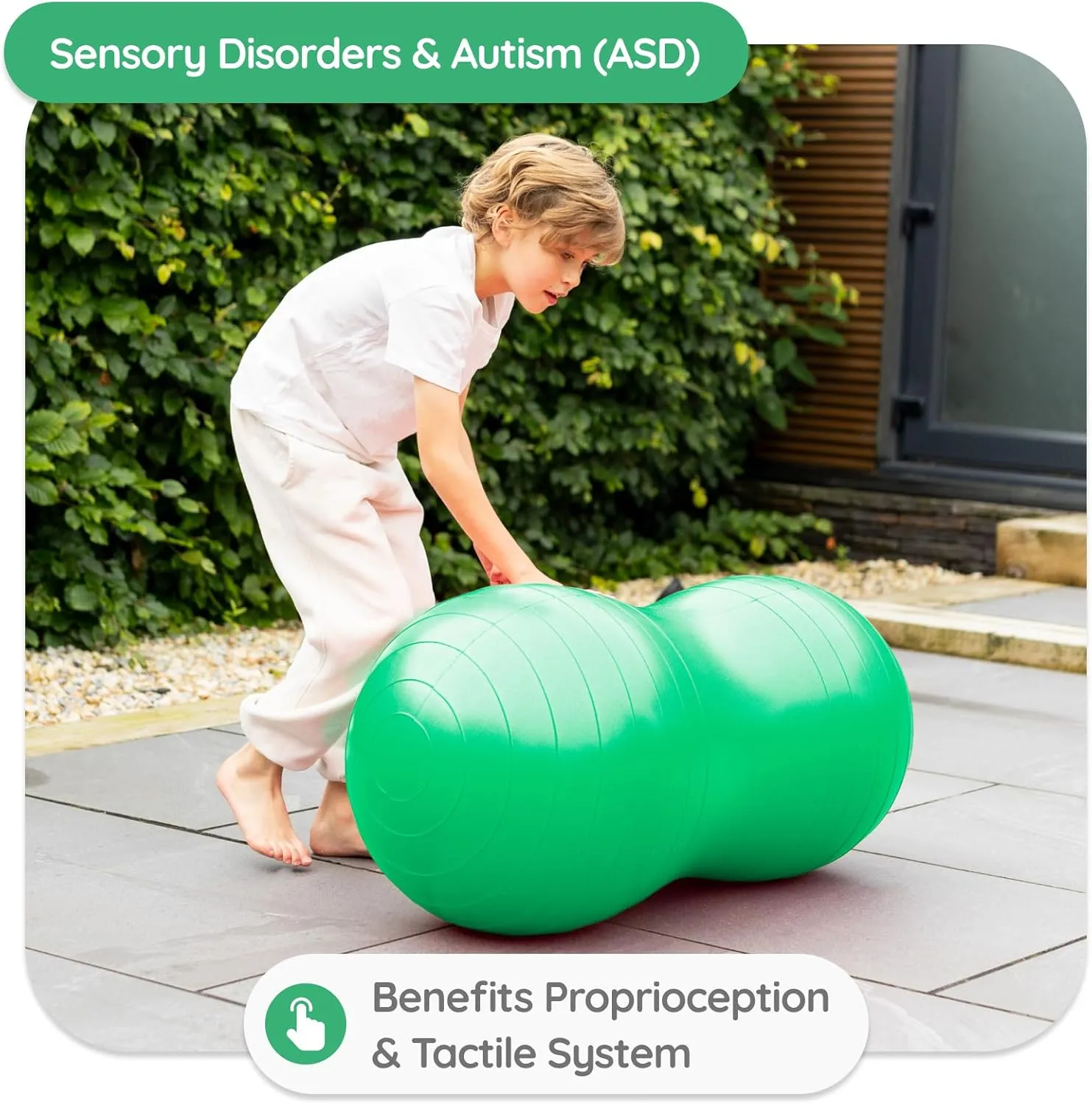 BABYGO® Sensory Exercise Ball | Peanut Ball for Kids | Autism Therapy Calming Development Activities Motor Skills | Exercise Book & Pump Included 45CM,Blue|Orange