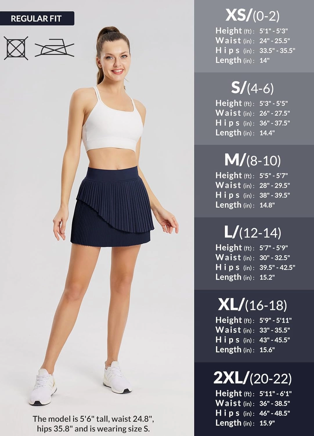 baleaf Womens Pleated Tennis Skirt Double Layered Flowy Golf Skorts High Waisted with Shorts Pockets Athletic Running