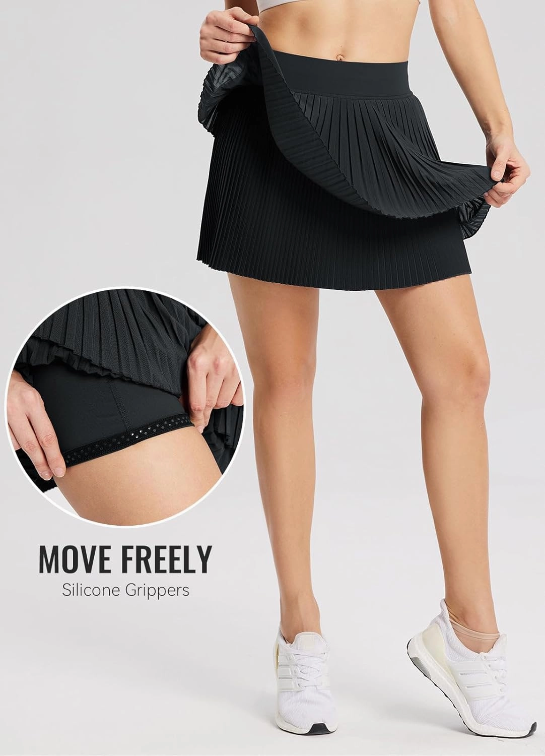 baleaf Womens Pleated Tennis Skirt Double Layered Flowy Golf Skorts High Waisted with Shorts Pockets Athletic Running