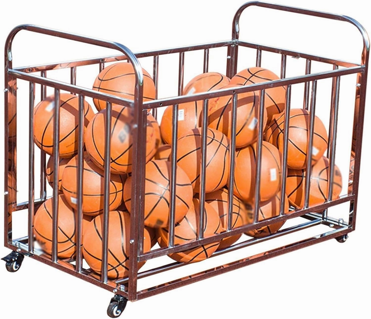 Ball Storage Cart Rolling Ball Storage Garage with Lockable Wheels, Basketball Storage Bin for Indoor Outdoor, Rolling Exercise Ball Cart Holder for Gym, School, Club,Withoutcover