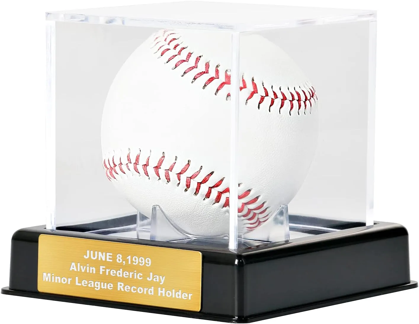 Baseball Display Case with Engraving, UV Protected Acrylic Storage Box, Black Stand - Perfect Valentines Day Gift