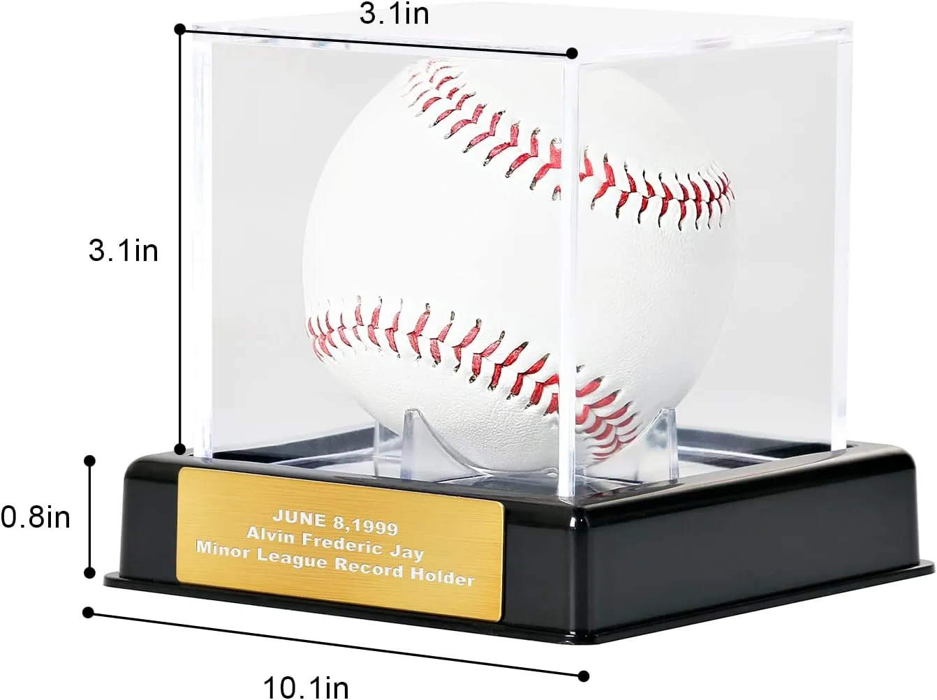 Baseball Display Case with Engraving, UV Protected Acrylic Storage Box, Black Stand - Perfect Valentines Day Gift