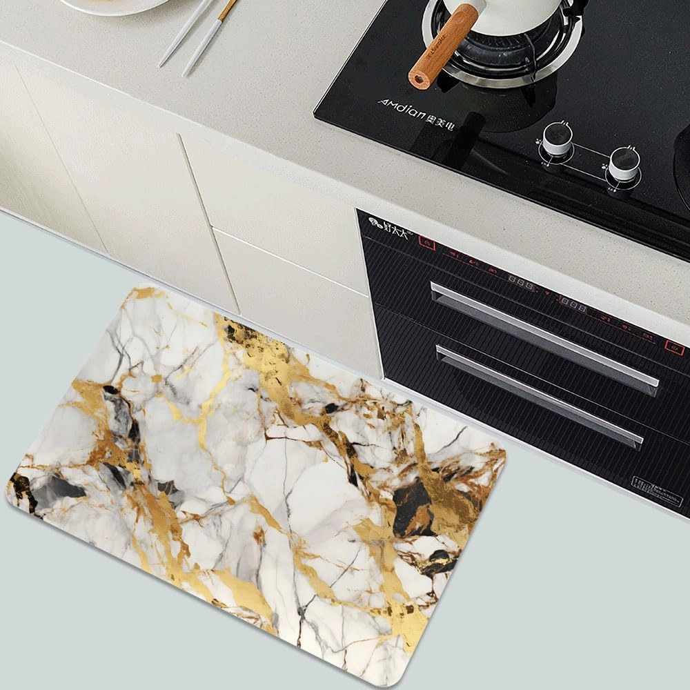 Bath Mat-Bathroom Rug，Abstract Marble Gold-Absorbent Non Slip Quick Dry Stain Resistant Easy to Clean Care Shower Rug for Bathtub Shower Room 16×24Inch (40 * 60cm)