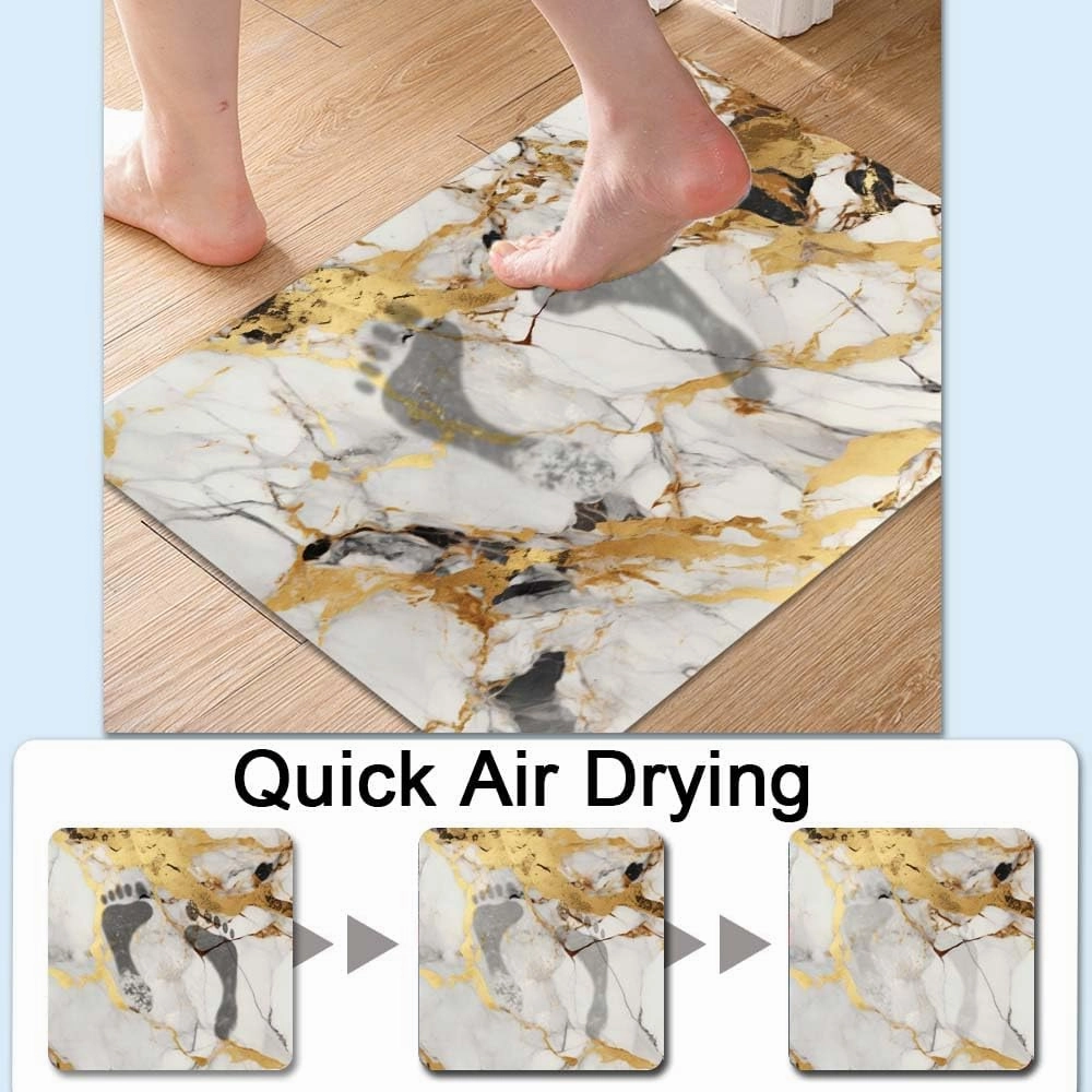 Bath Mat-Bathroom Rug，Abstract Marble Gold-Absorbent Non Slip Quick Dry Stain Resistant Easy to Clean Care Shower Rug for Bathtub Shower Room 16×24Inch (40 * 60cm)